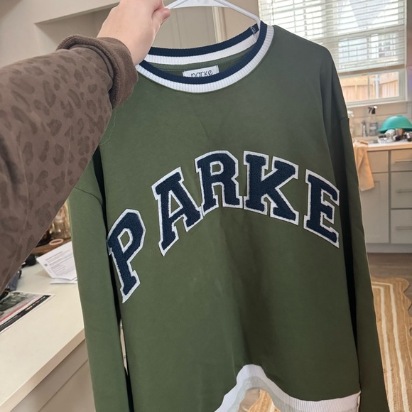 PARKE Vintage Varsity Crewneck Sweatshirt Matcha XXL RARE - Picture 1 of 9